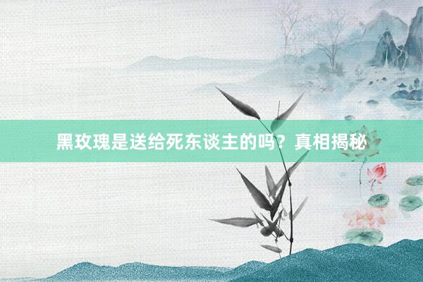 黑玫瑰是送给死东谈主的吗？真相揭秘